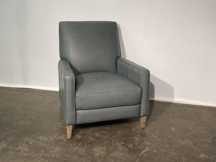 Linus Push Back Leather Recliner - Rancho Slate