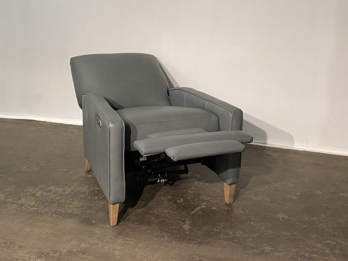 Linus Push Back Leather Recliner - Rancho Slate - Image 3