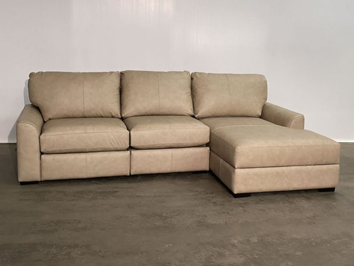 Lancaster Leather Sectional - Brooks Sand - RHF Chaise - Image 2