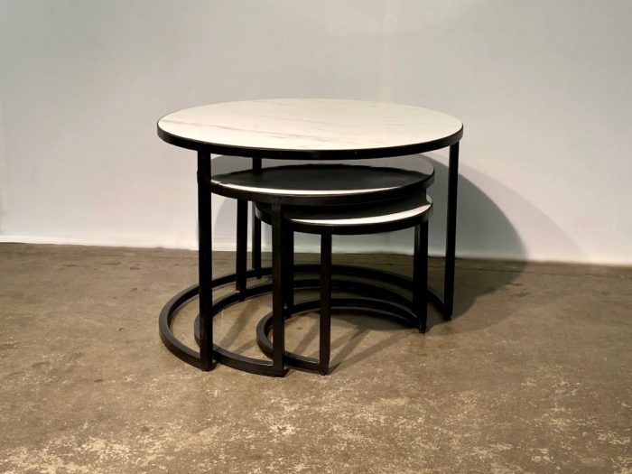 Darsh 3 Table Set - Faux White Marble - Image 2