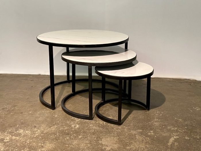 Darsh 3 Table Set - Faux White Marble