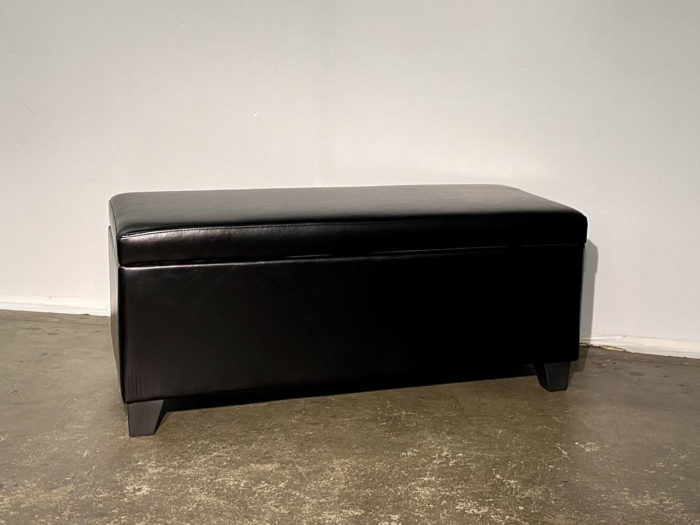 Wyatt Storage Ottoman with Lift Top - Black Faux Leather