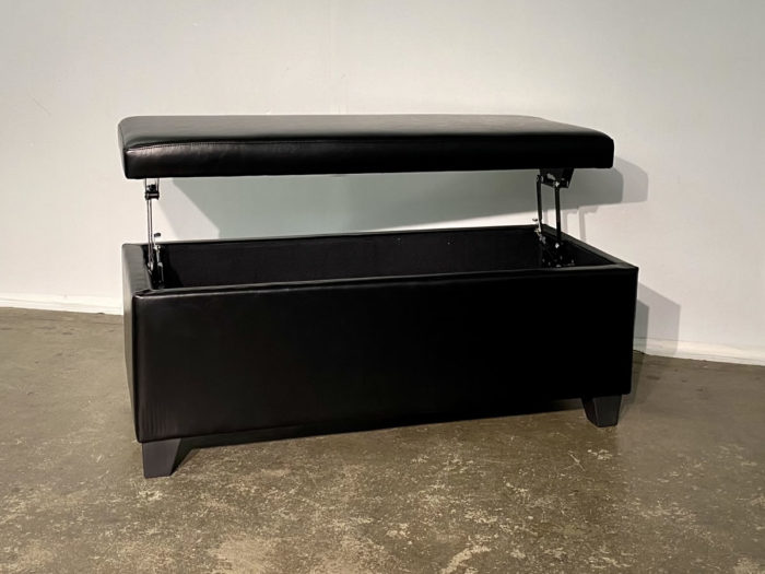Wyatt Storage Ottoman with Lift Top - Black Faux Leather - Image 2