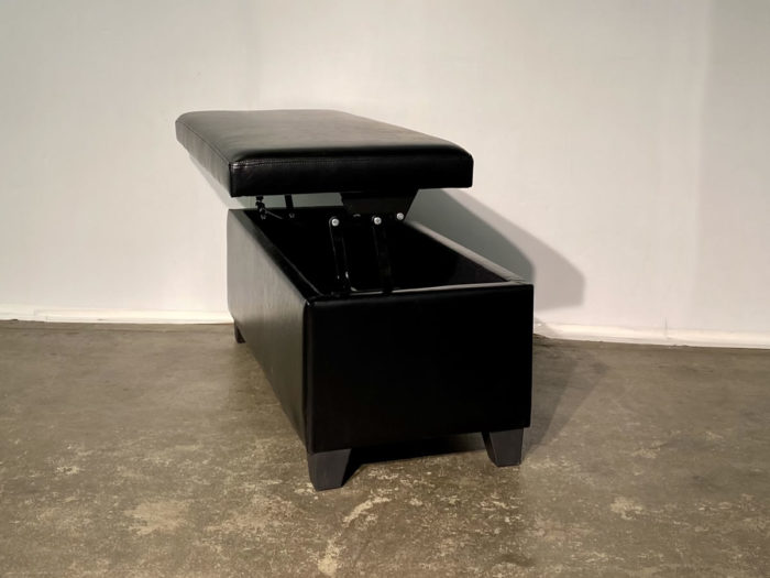 Wyatt Storage Ottoman with Lift Top - Black Faux Leather - Image 3