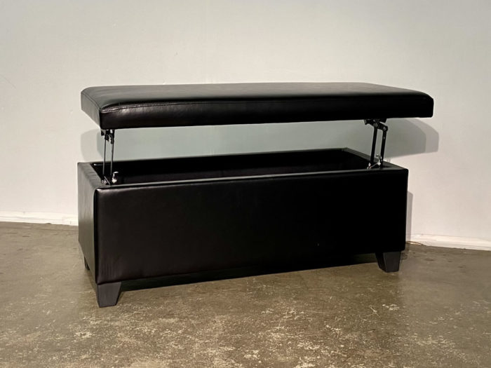 Wyatt Storage Ottoman with Lift Top - Black Faux Leather - Image 4