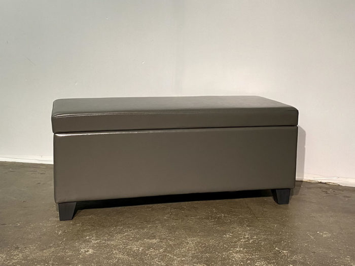 Wyatt Storage Ottoman with Lift Top - Grey Faux Leather