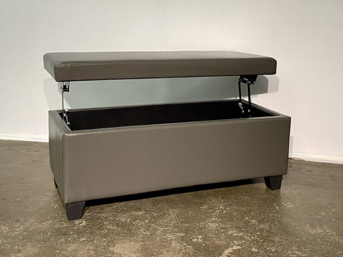 Wyatt Storage Ottoman with Lift Top - Grey Faux Leather - Image 2