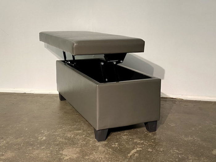 Wyatt Storage Ottoman with Lift Top - Grey Faux Leather - Image 3