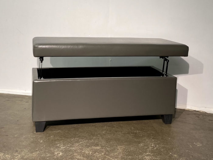 Wyatt Storage Ottoman with Lift Top - Grey Faux Leather - Image 4