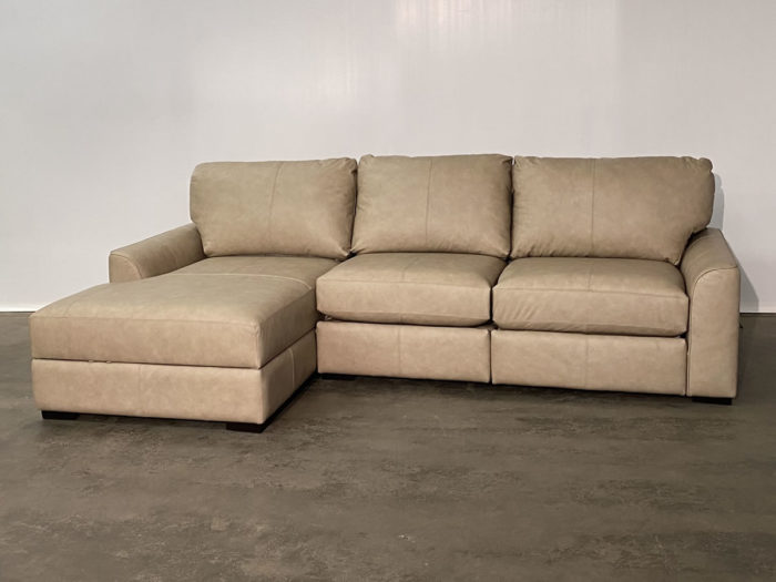 Lancaster Leather Sectional - Brooks Sand - LHF Chaise