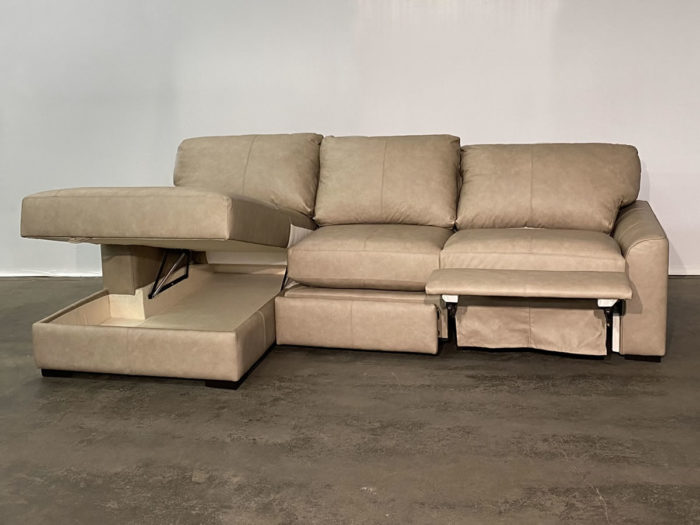 Lancaster Leather Sectional - Brooks Sand - LHF Chaise - Image 2