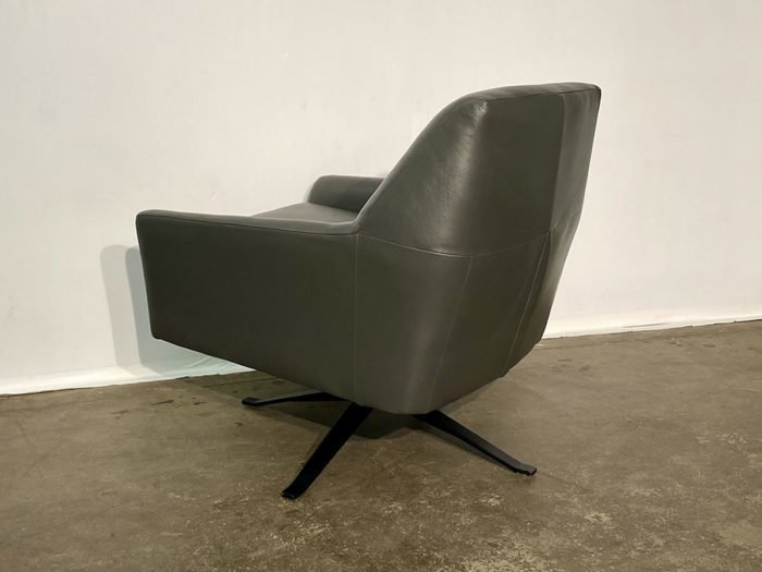 Leon Leather Swivel Chair - Campania Charcoal - Image 2
