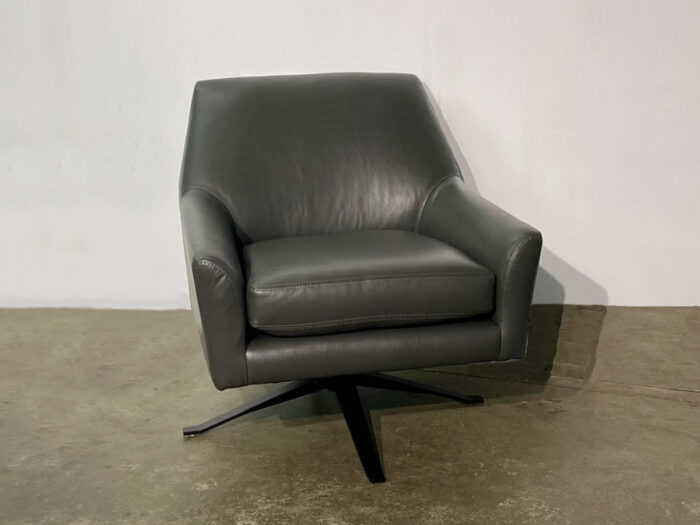 Leon Leather Swivel Chair - Campania Charcoal