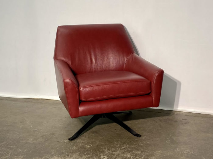 Leon Leather Swivel Chair - Watson Crimson