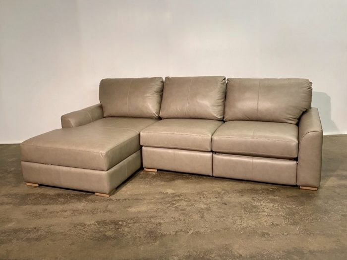 Lancaster Leather Sectional - Dash Stone - LHF Chaise
