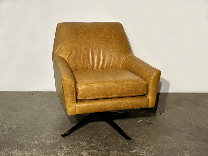 Leon Leather Swivel Chair - Castle Gold