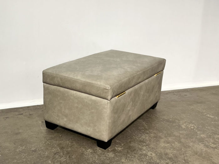 Hank Storage Ottoman - Ivanhoe Silver Vinyl - Image 2