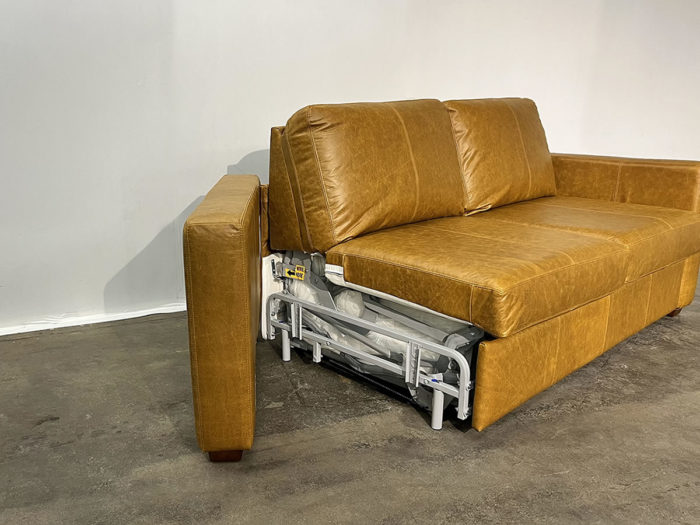 Lachlan-3 Double Sofa Bed - Castle Gold Leather - Image 6