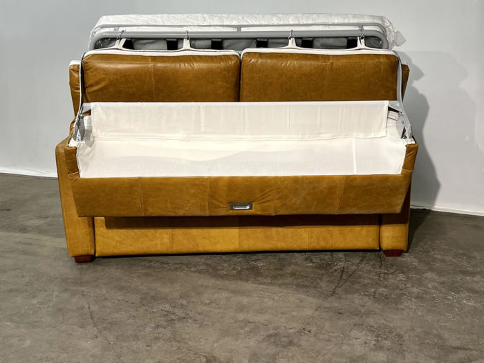 Lachlan-3 Double Sofa Bed - Castle Gold Leather - Image 3