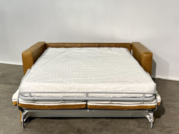 Lachlan-3 Double Sofa Bed - Castle Gold Leather - Image 4