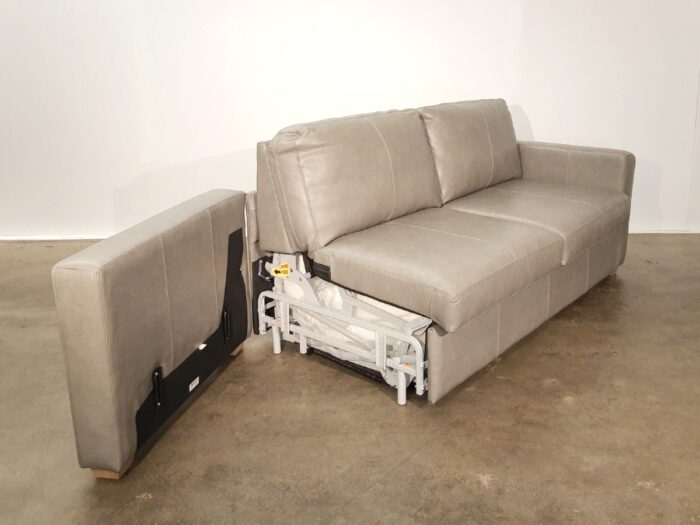 Lachlan-3 Queen Sofa Bed - Visa Grey Leather - Image 6