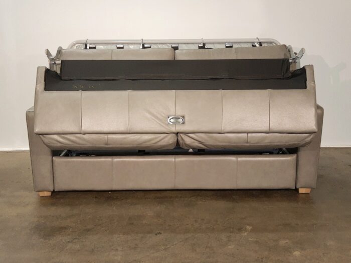 Lachlan-3 Queen Sofa Bed - Visa Grey Leather - Image 3