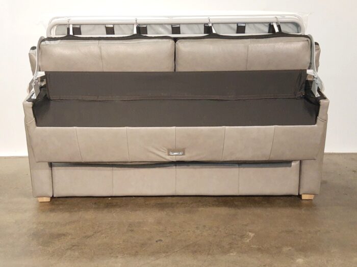 Lachlan-3 Queen Sofa Bed - Visa Grey Leather - Image 4