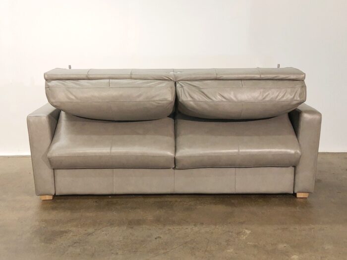 Lachlan-3 Queen Sofa Bed - Visa Grey Leather - Image 2