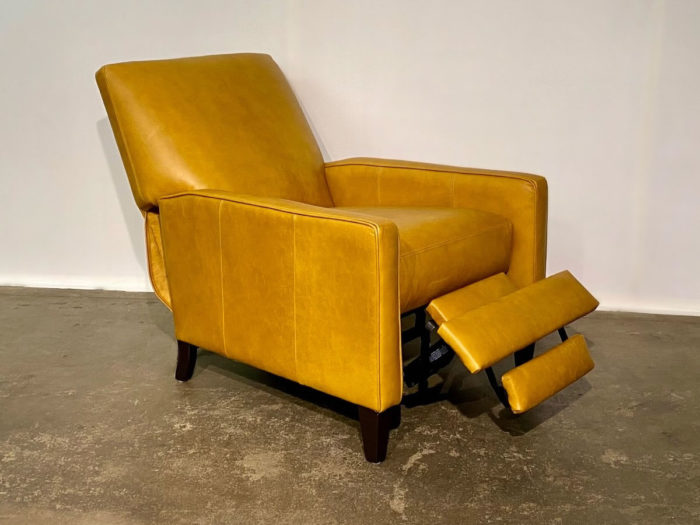 Linus Push Back Leather Recliner - Castle Gold - Image 2