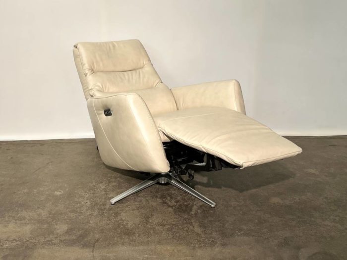 Lotus Leather Swivel Recliner - Venice Ivory - Image 3