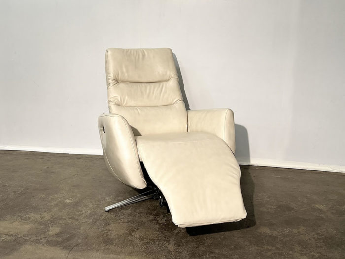 Lotus Leather Swivel Recliner - Venice Ivory - Image 2