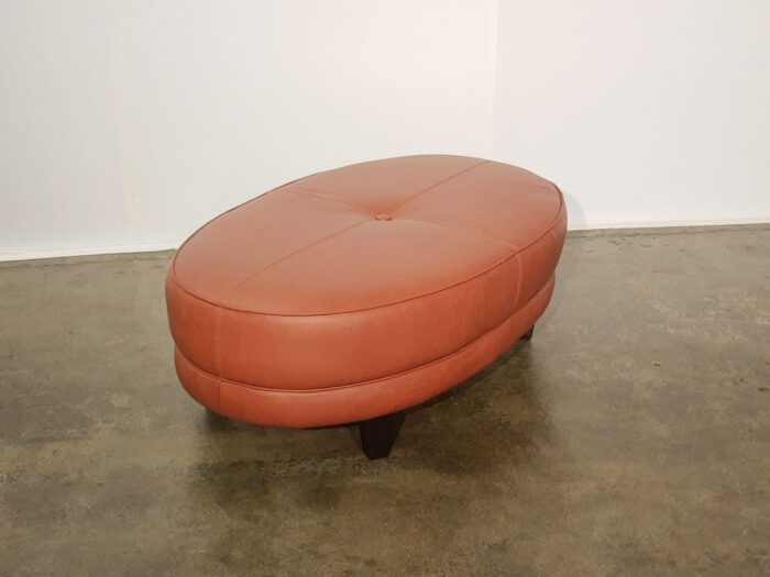 Levi Oval Leather Ottoman – Nantucket Rust Leather - Image 2
