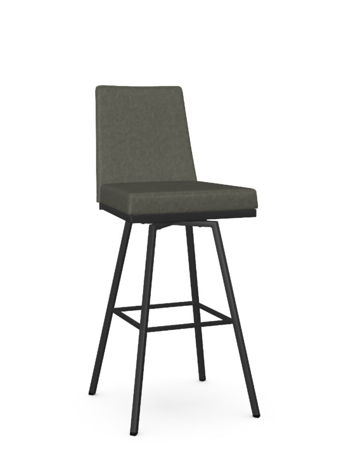 Amisco Linea Upholstered Counter Swivel Stool- Black Coral 25-Elephant DN - Image 6