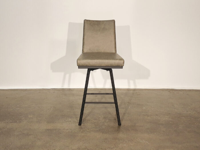 Amisco Linea Upholstered Counter Swivel Stool- Black Coral 25-Elephant DN - Image 2