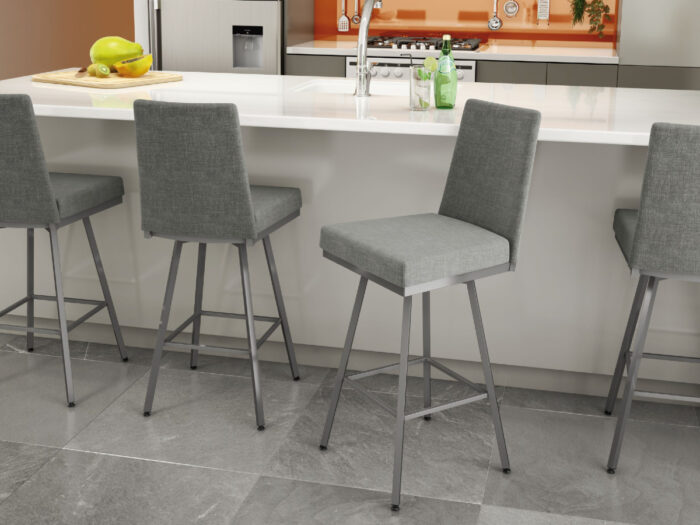 Amisco Linea Upholstered Counter Swivel Stool- Black Coral 25-Elephant DN - Image 7