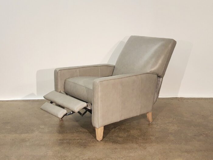 Linus Push Back Leather Recliner - Visa Grey Leather - Image 3