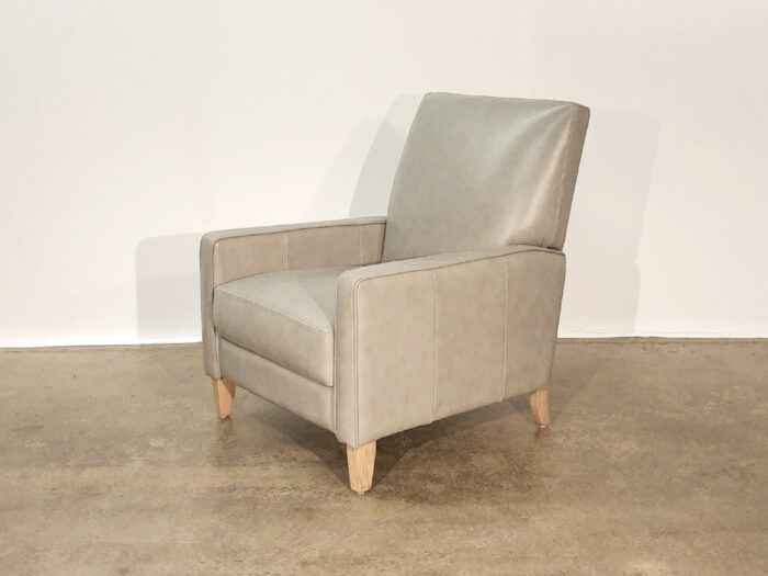 Linus Push Back Leather Recliner - Visa Grey Leather - Image 2