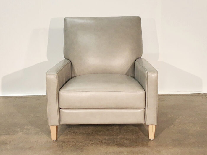 Linus Push Back Leather Recliner - Visa Grey Leather