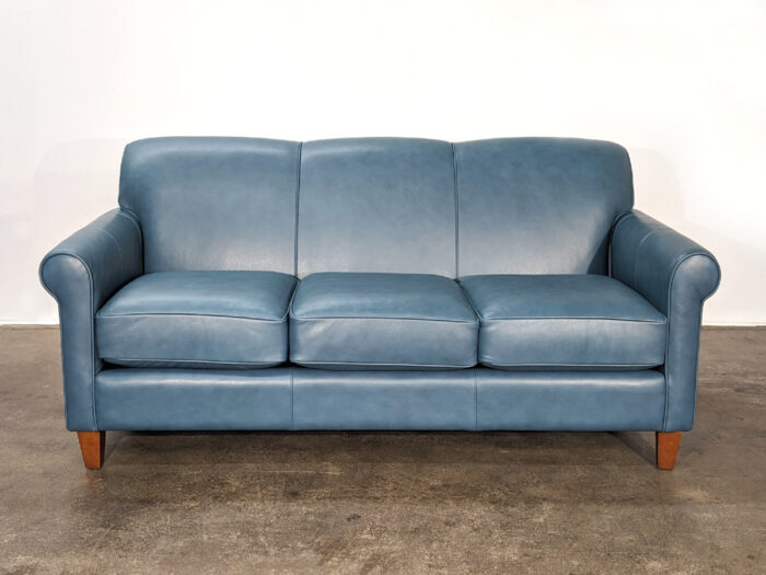 Langford Leather Sofa – No Tufting - Rawhide Teal