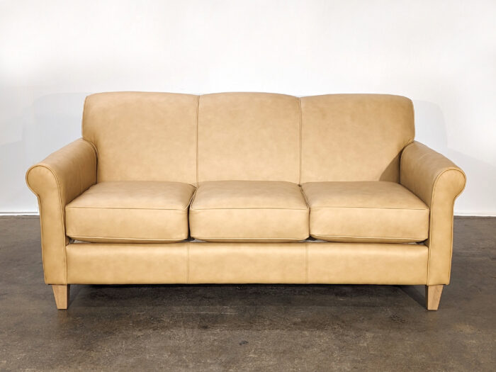 Langford Leather Sofa – No Tufting - Barrel Tan Leather