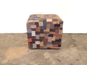 Recycled Leather Tags Stool- Multicolor Jean Tags