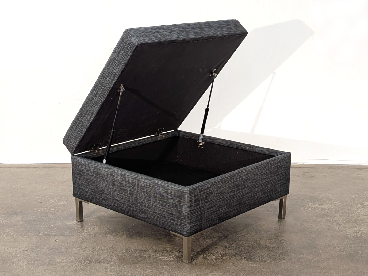 Custom Storage Square Ottoman - Elite Tupelo Vinyl