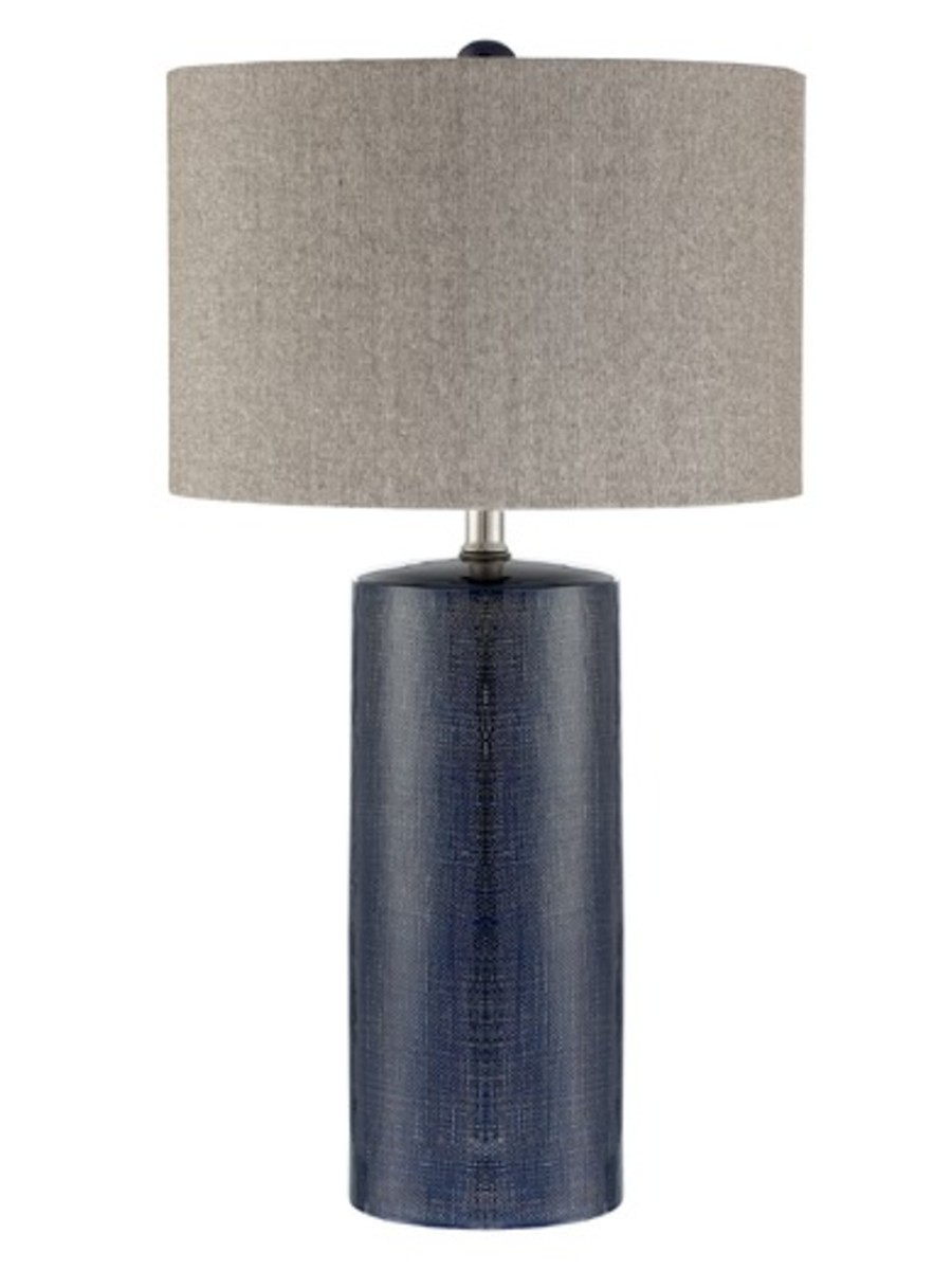Blue Vase - Grey Shade - Table Lamp