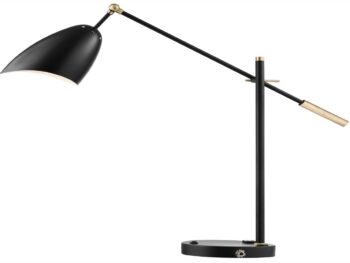 Black Cone Shade -USB Charging and Outlet- Table Lamp