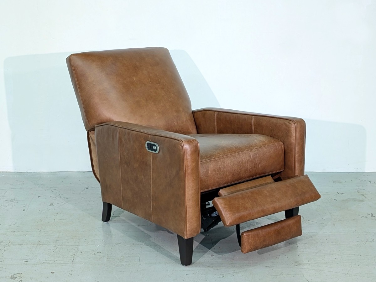 Linus Push Back Leather Power Recliner - Cowboy Latte - Image 2