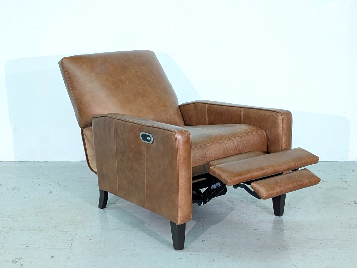Linus Push Back Leather Power Recliner - Cowboy Latte - Image 3