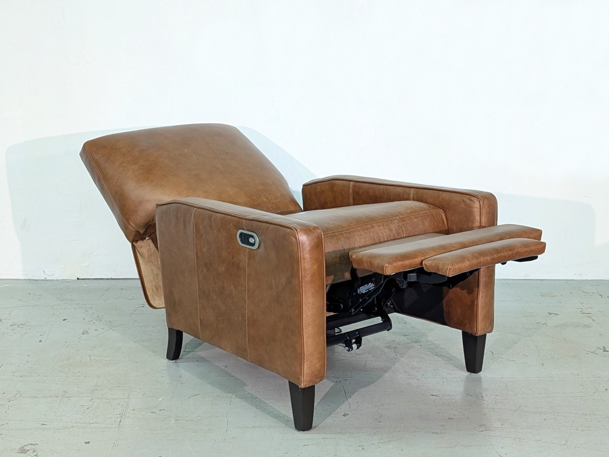 Linus Push Back Leather Power Recliner - Cowboy Latte - Image 4