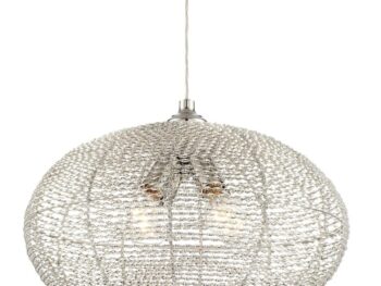 Oval - Silver Finish Mesh Shade - Ceiling Fixture