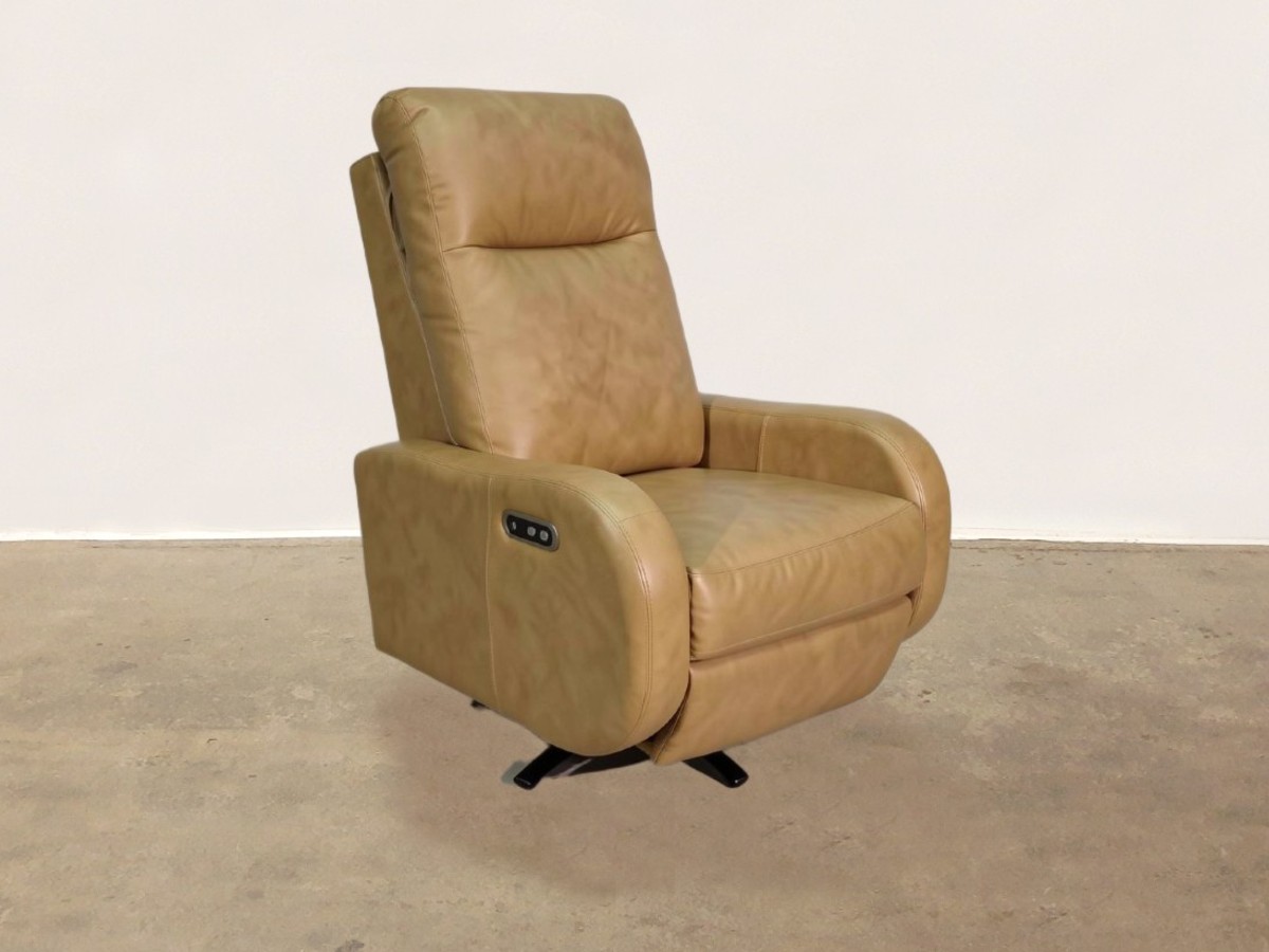 Lando Leather Swivel Power Recliner - Barrel Tan - Image 2