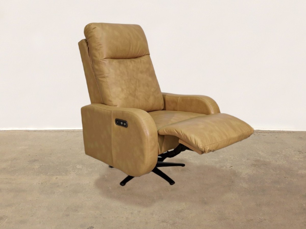 Lando Leather Swivel Power Recliner - Barrel Tan - Image 3